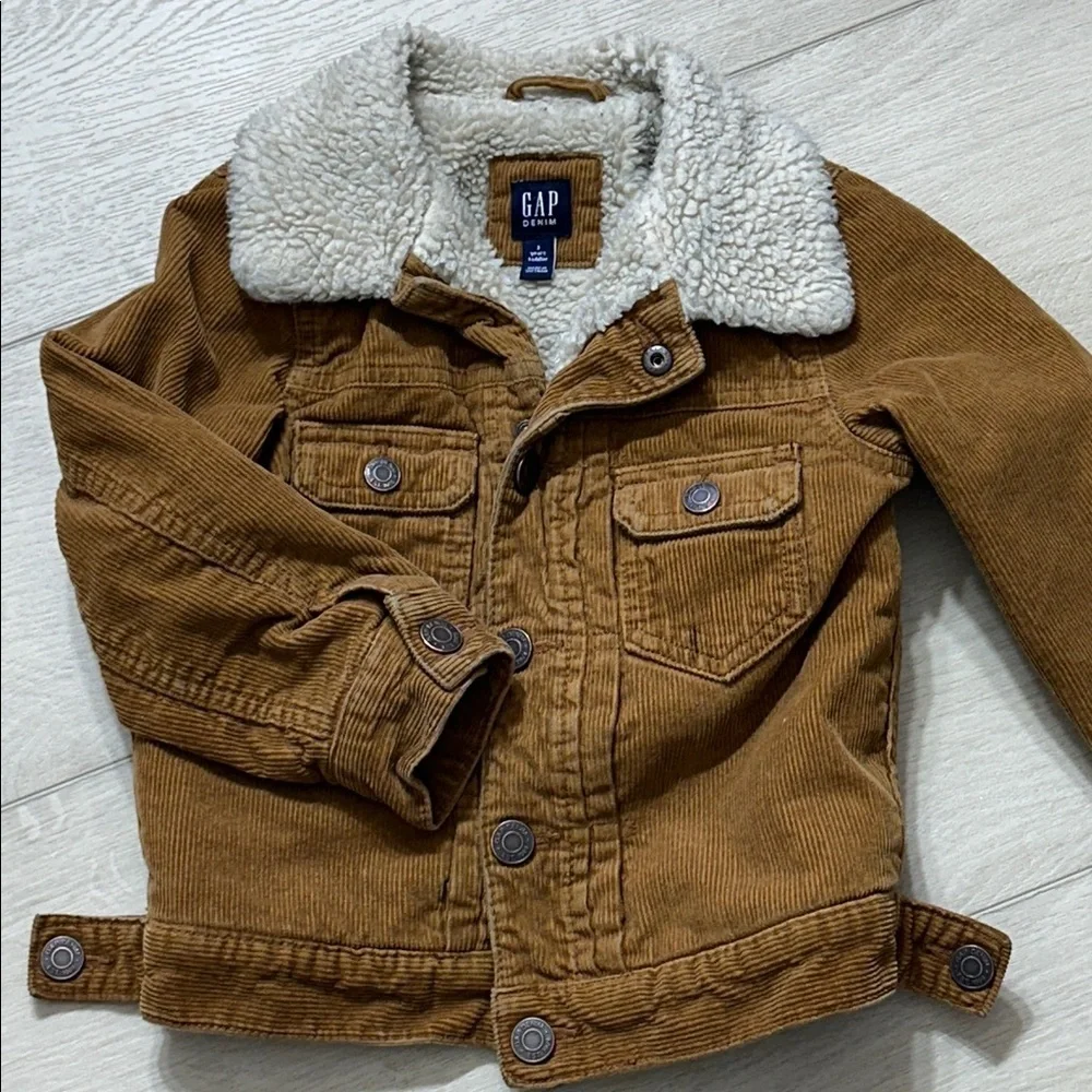 GAP Kids Tan Corduroy Jacket with Sherpa Collar
